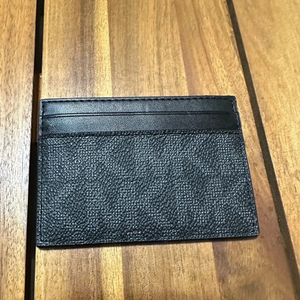 Michael Kors Black Leather Card Holder with Textured Front